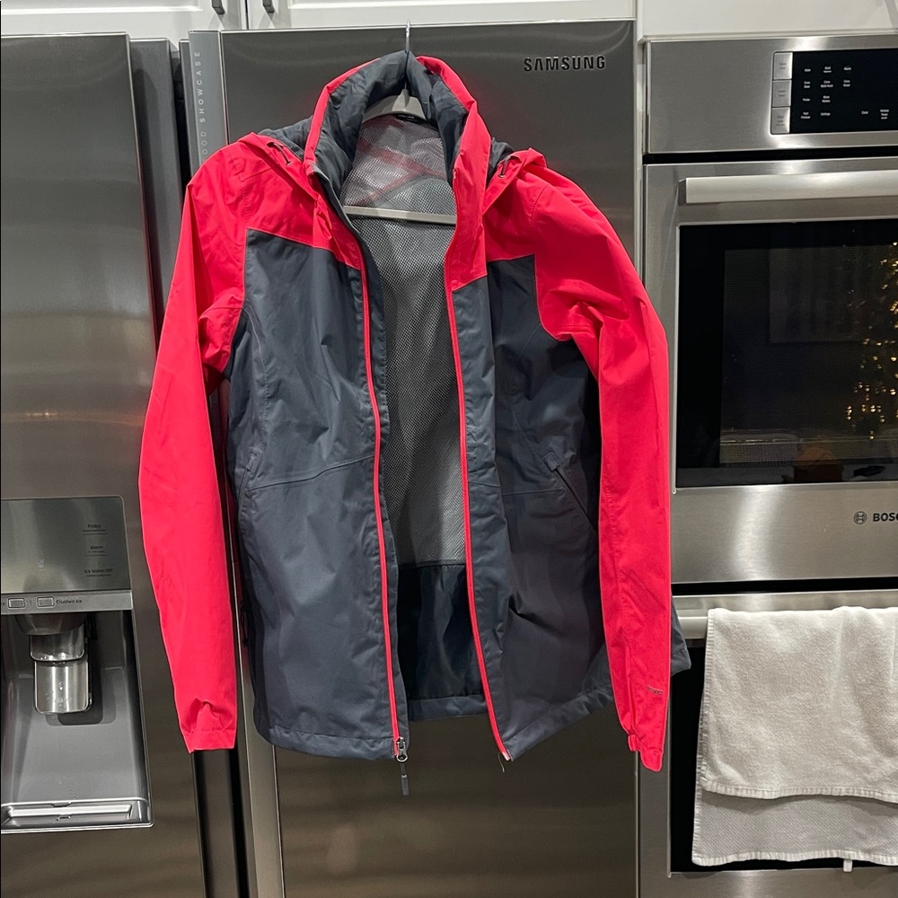 The North Face Women's Vibrant Red and Charcoal Raincoat